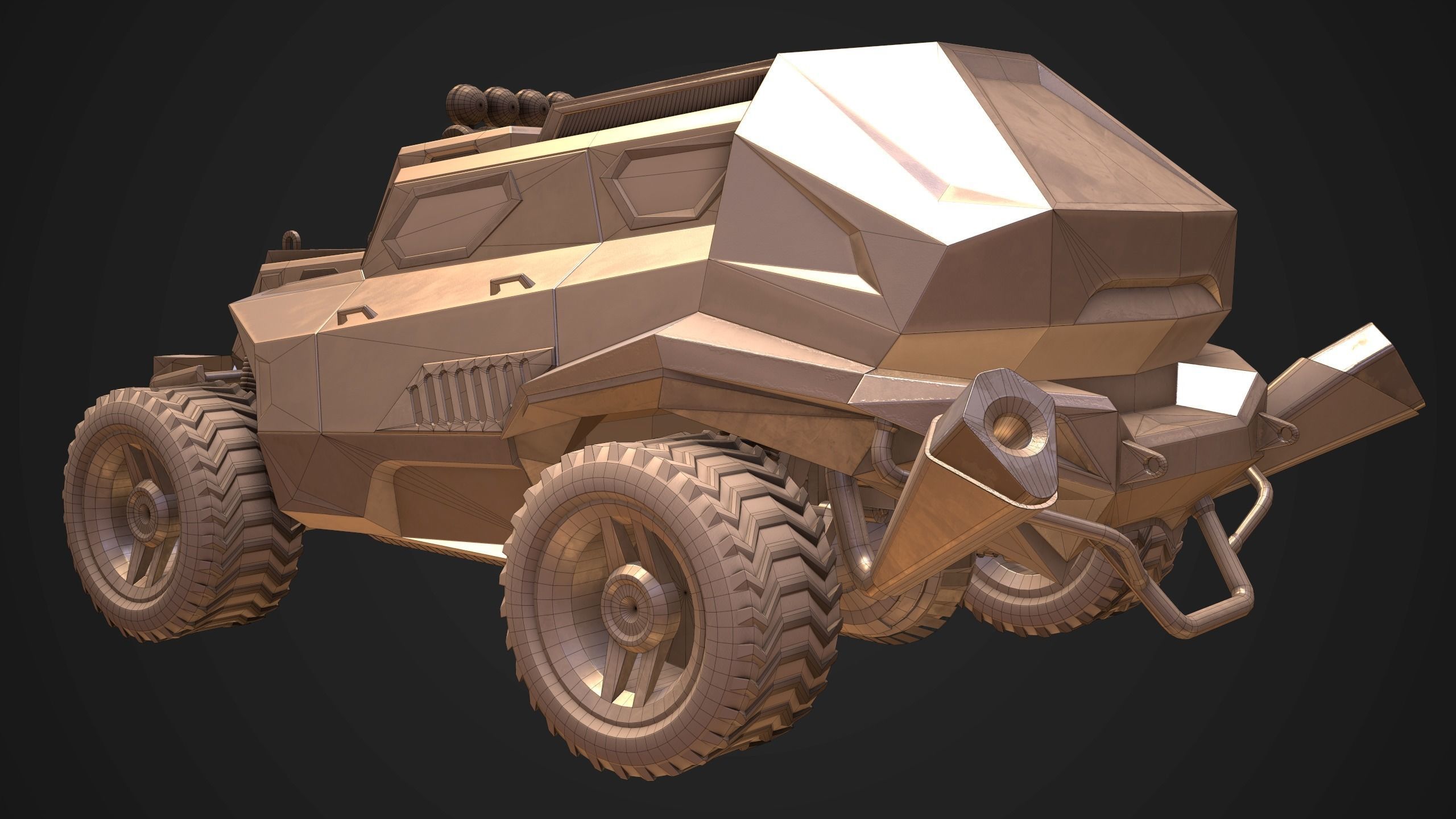 Sci-FI Armored Police Car PBR Low-poly 3D model_6