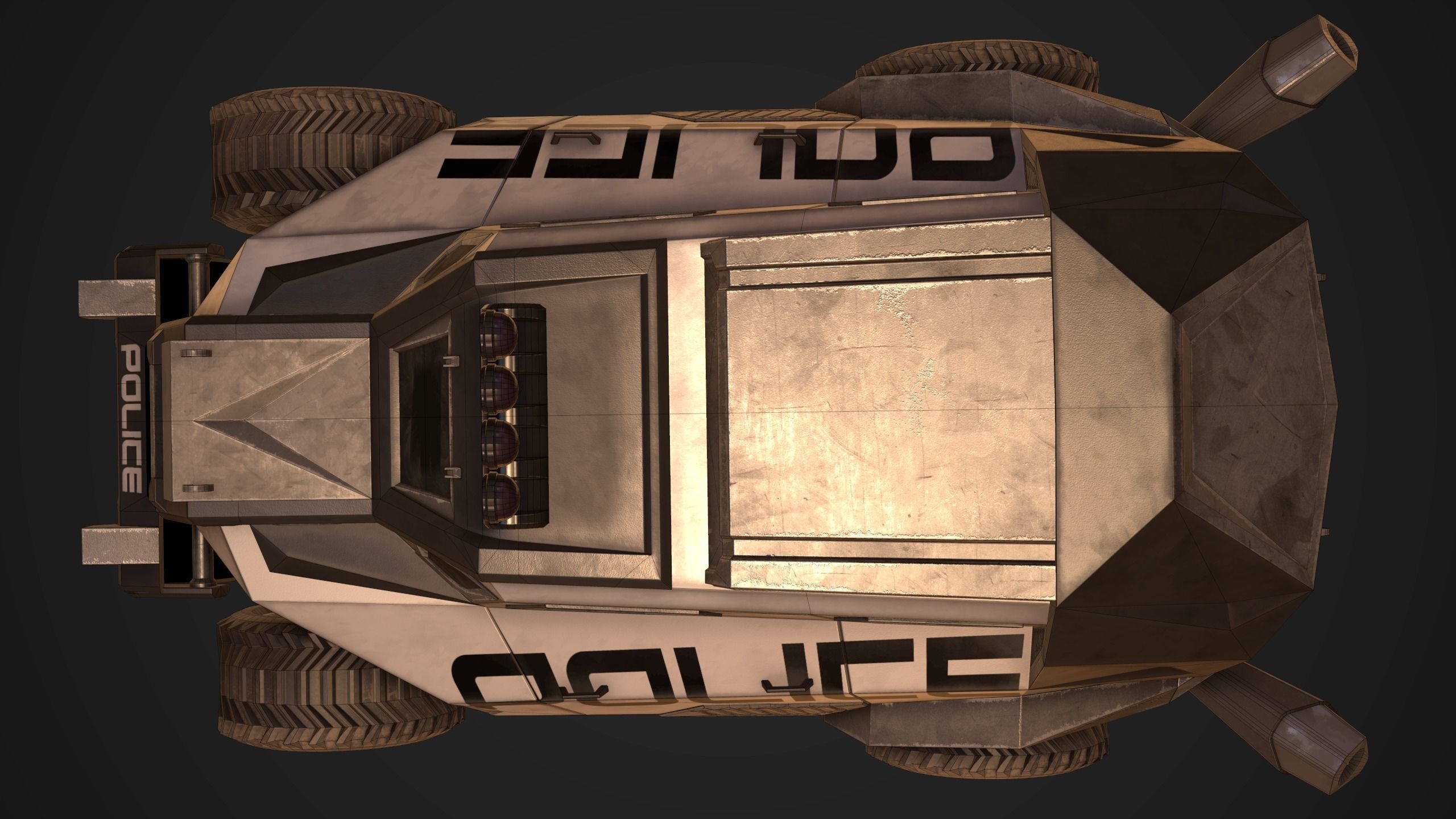 Sci-FI Armored Police Car PBR Low-poly 3D model_19