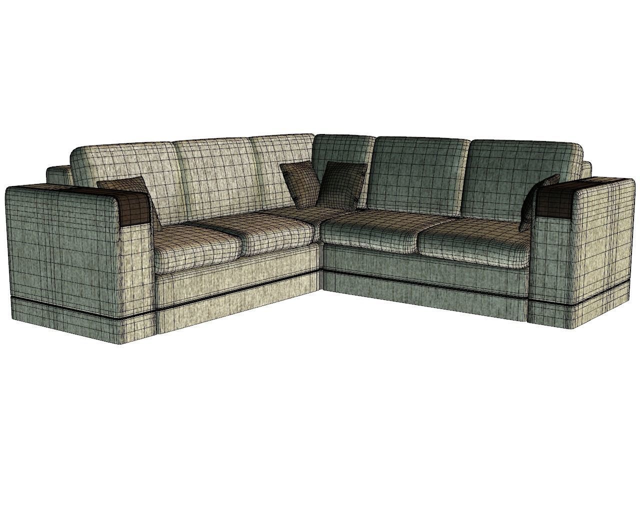 Sofa 3d model corner sectional Low-poly 3D model_8