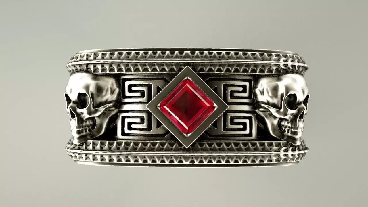 Skull ring 3D print model_0