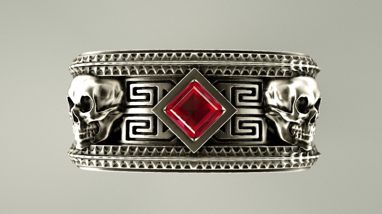 Skull ring 3D print model_7