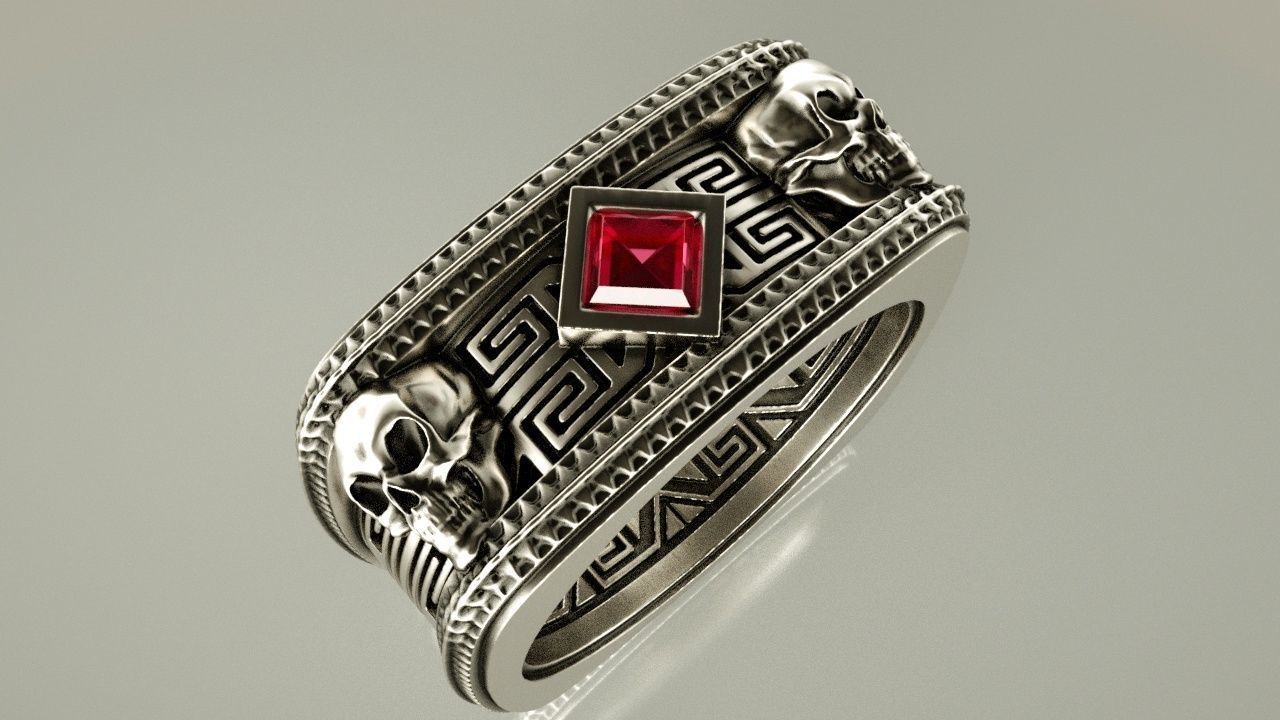 Skull ring 3D print model_5