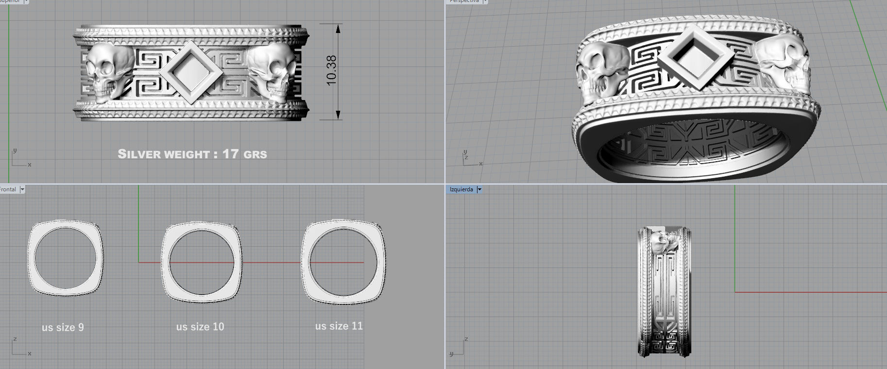 Skull ring 3D print model_6