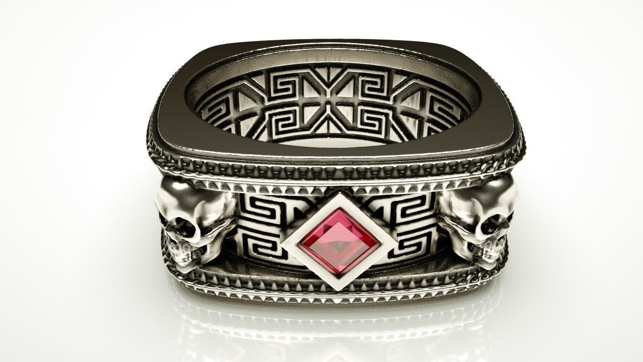 Skull ring 3D print model_2