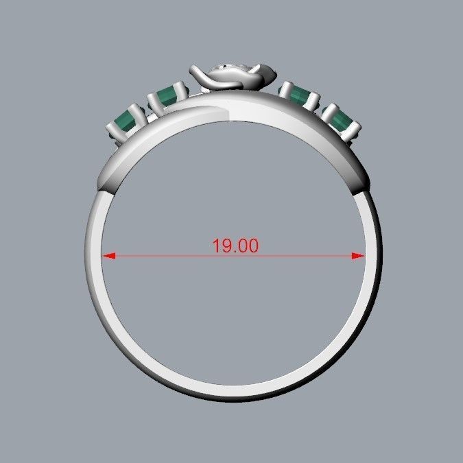 Women Ring with gem 3dm stl 3D print model 3D print model_22