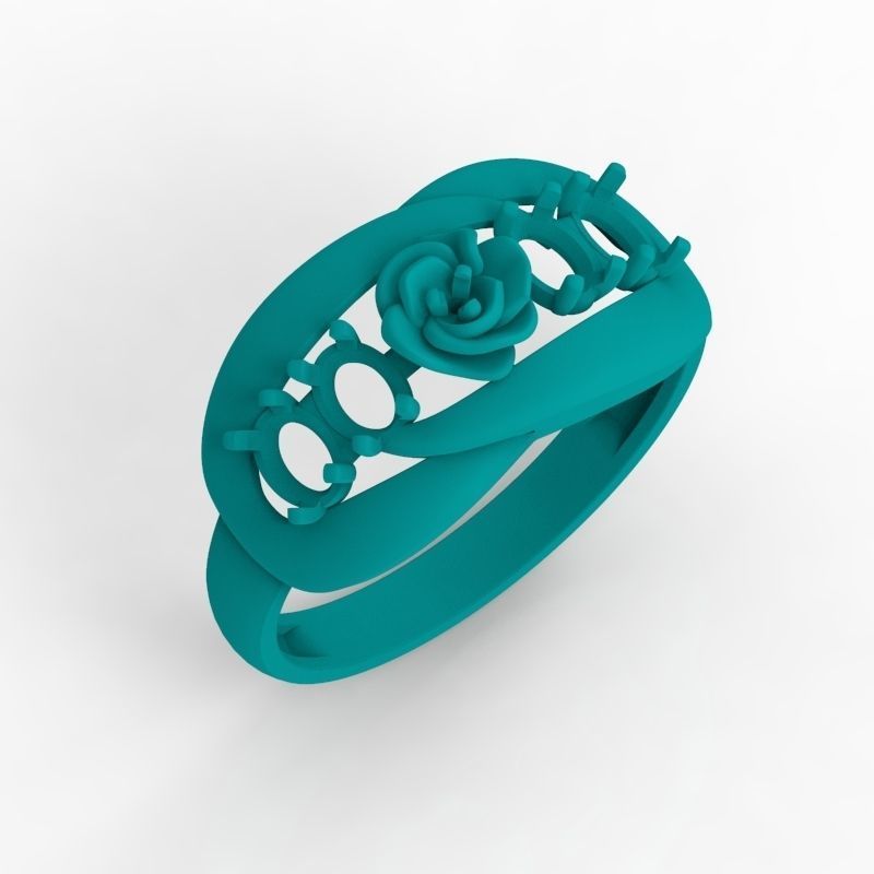 Women Ring with gem 3dm stl 3D print model 3D print model_13