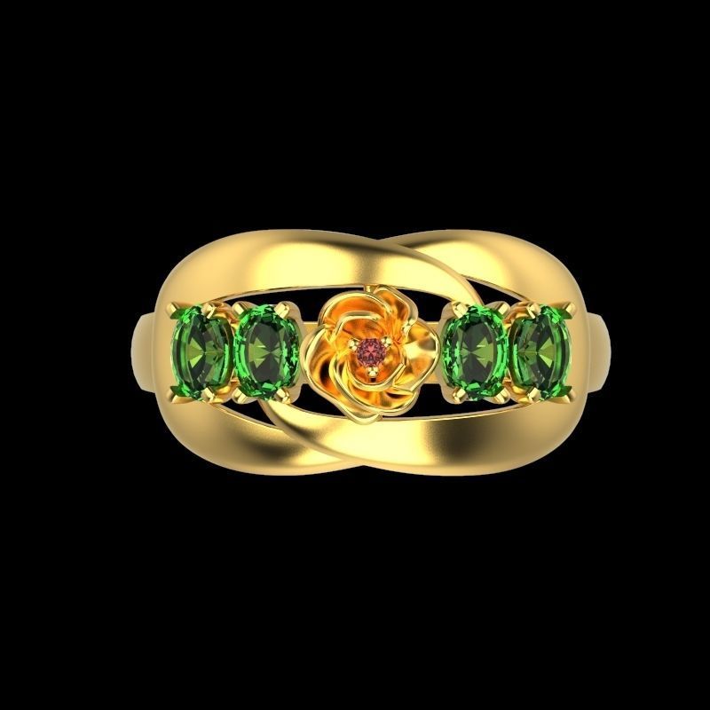 Women Ring with gem 3dm stl 3D print model 3D print model_9