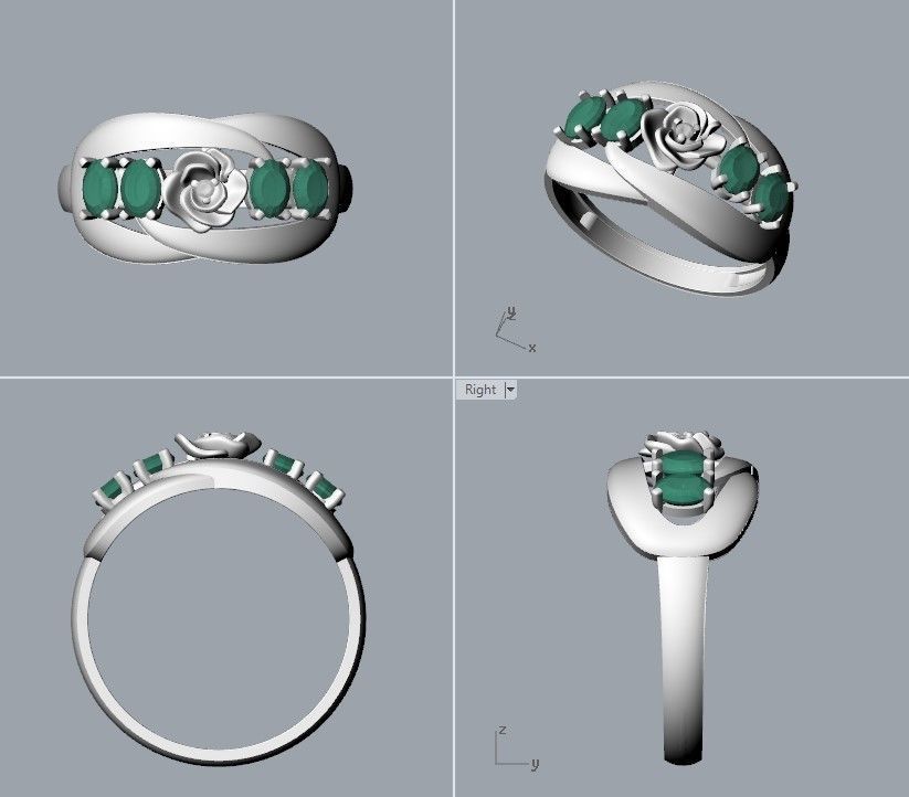 Women Ring with gem 3dm stl 3D print model 3D print model_21