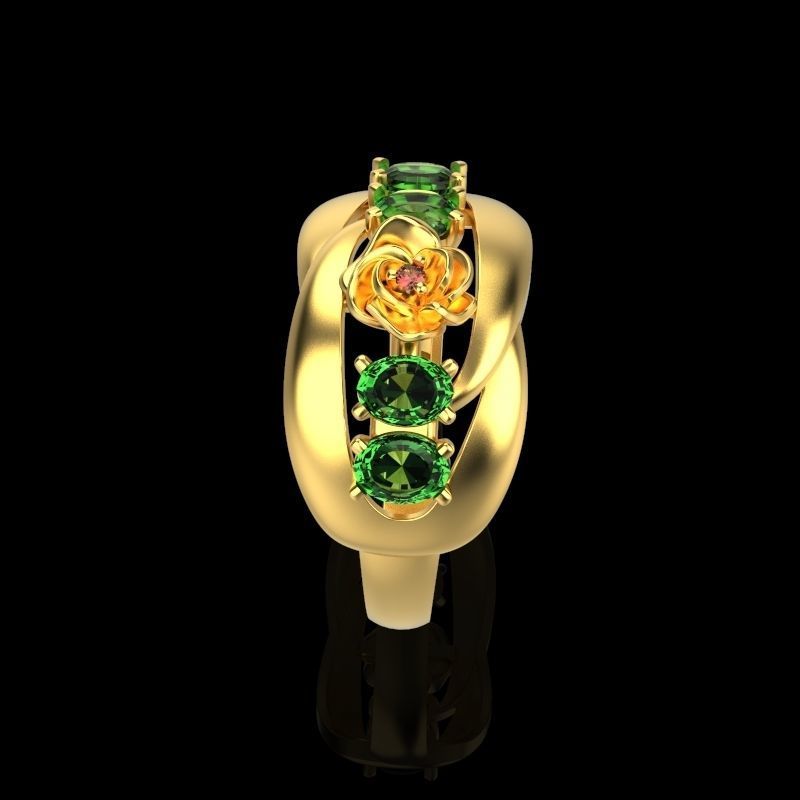 Women Ring with gem 3dm stl 3D print model 3D print model_3