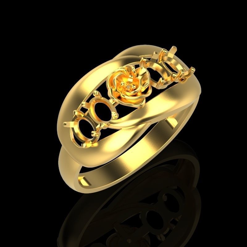 Women Ring with gem 3dm stl 3D print model 3D print model_12