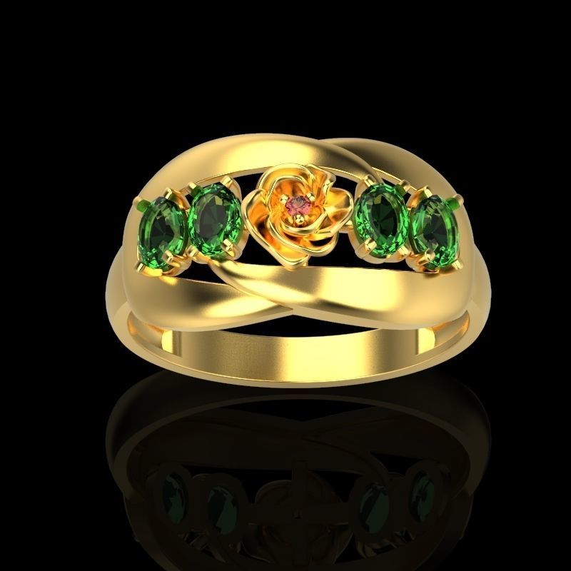 Women Ring with gem 3dm stl 3D print model 3D print model_10