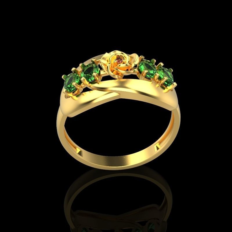 Women Ring with gem 3dm stl 3D print model 3D print model_5