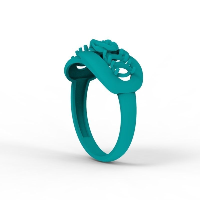Women Ring with gem 3dm stl 3D print model 3D print model_15