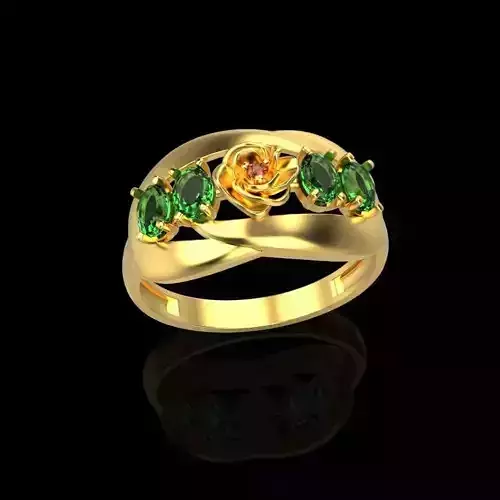 Women Ring with gem 3dm stl 3D print model