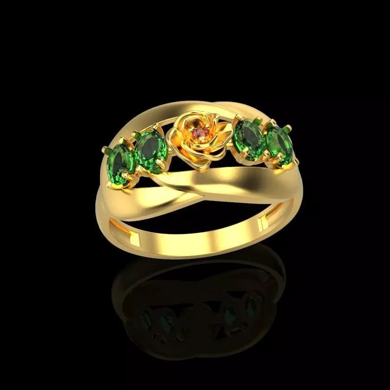 Women Ring with gem 3dm stl 3D print model 3D print model_0