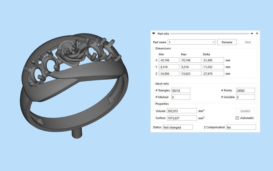 Women Ring with gem 3dm stl 3D print model 3D print model_25