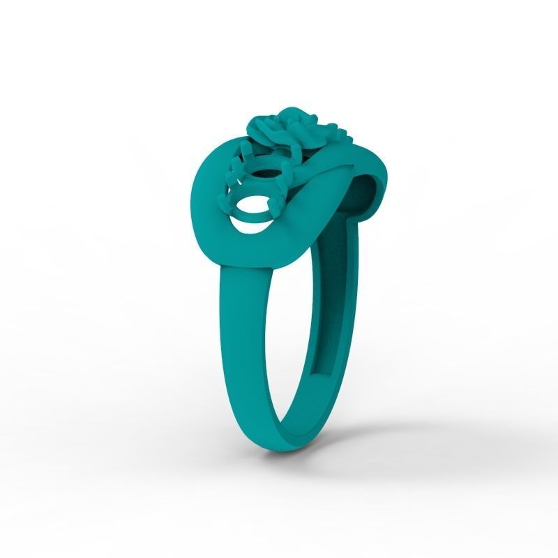 Women Ring with gem 3dm stl 3D print model 3D print model_17