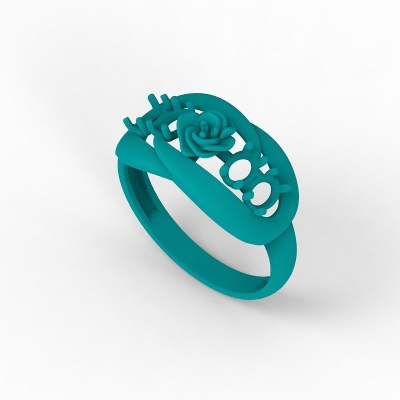 Women Ring with gem 3dm stl 3D print model 3D print model_18