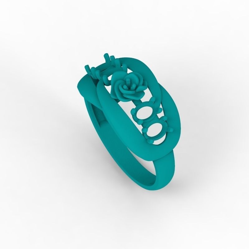 Women Ring with gem 3dm stl 3D print model 3D print model_16