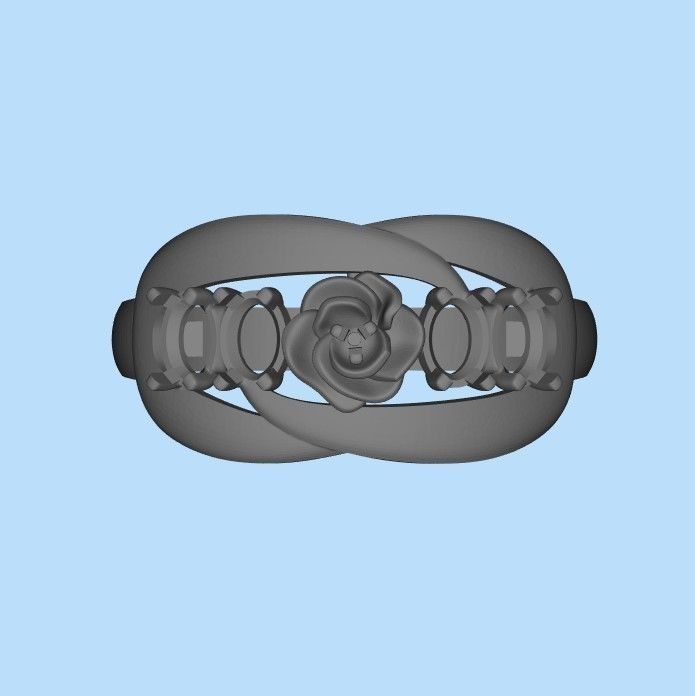 Women Ring with gem 3dm stl 3D print model 3D print model_31