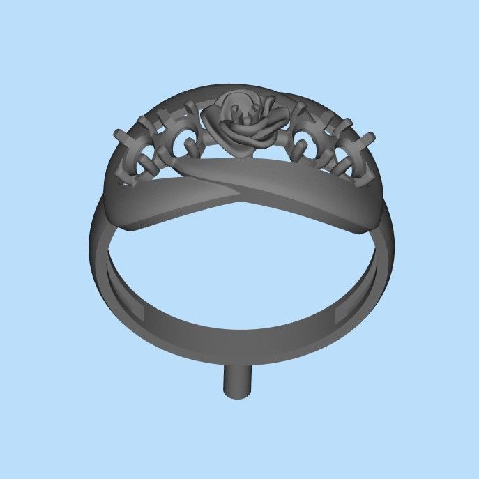 Women Ring with gem 3dm stl 3D print model 3D print model_27
