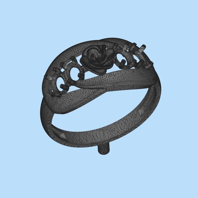 Women Ring with gem 3dm stl 3D print model 3D print model_26