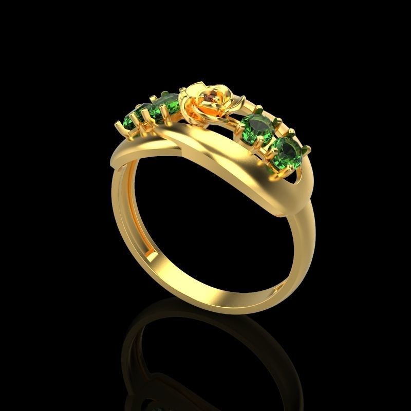 Women Ring with gem 3dm stl 3D print model 3D print model_6