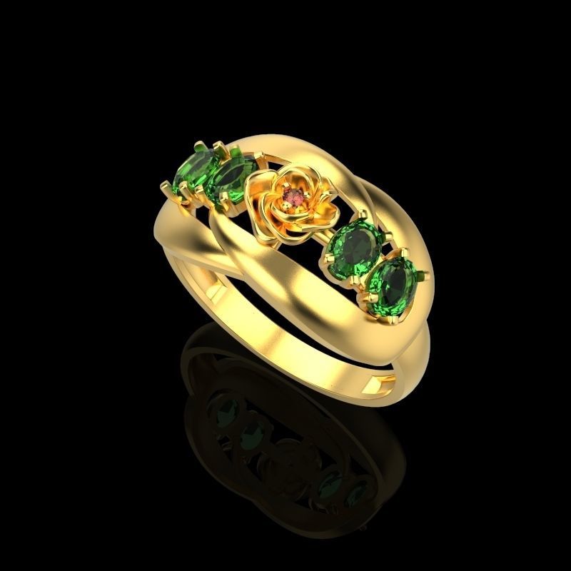 Women Ring with gem 3dm stl 3D print model 3D print model_2