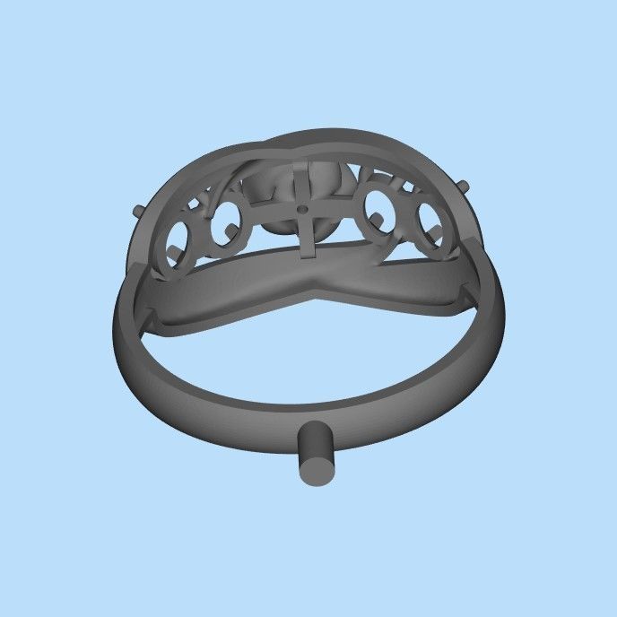 Women Ring with gem 3dm stl 3D print model 3D print model_28