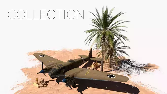 WW2 Afrika Korps Assets 3D Model Collection