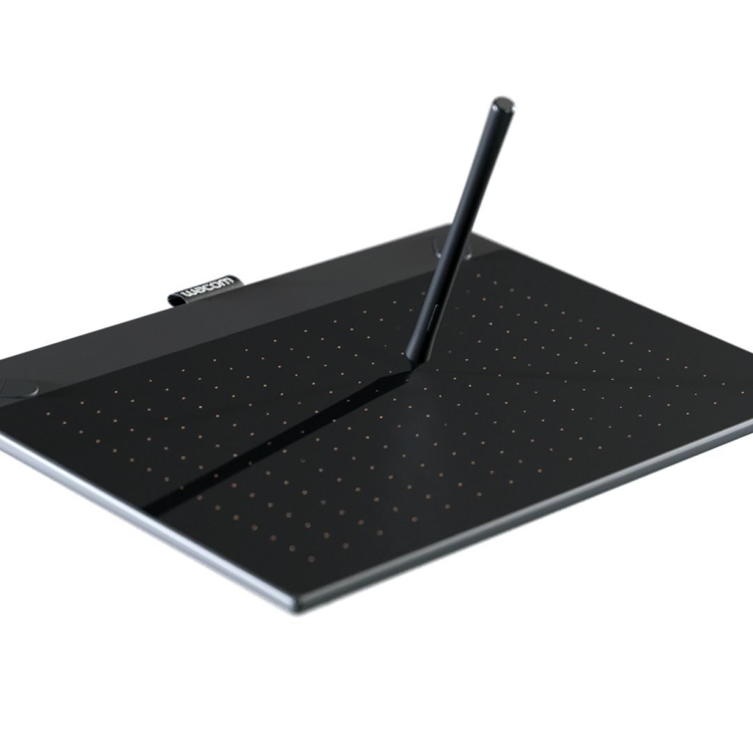 Wacom tablet and pen 3D model_1