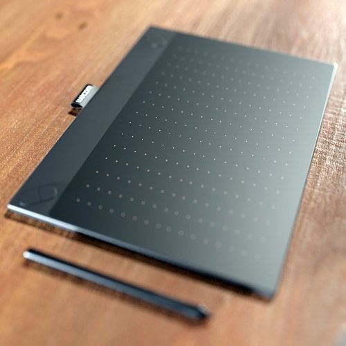 Wacom tablet and pen 3D model