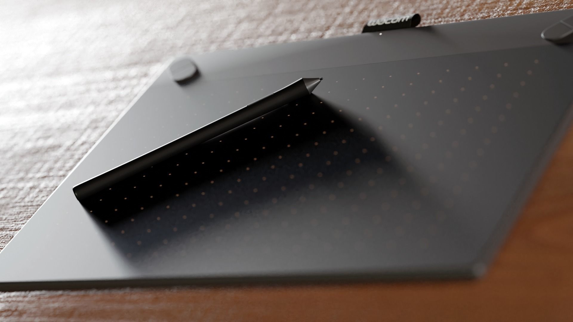 Wacom tablet and pen 3D model_5