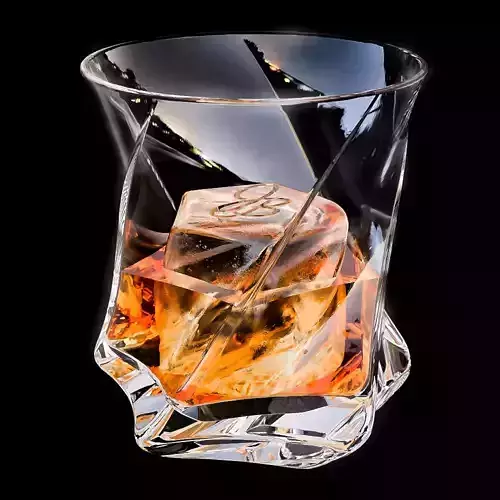 James Bentley Star Tumbler Whiskey Glass and Twist Ice Mold 3D model