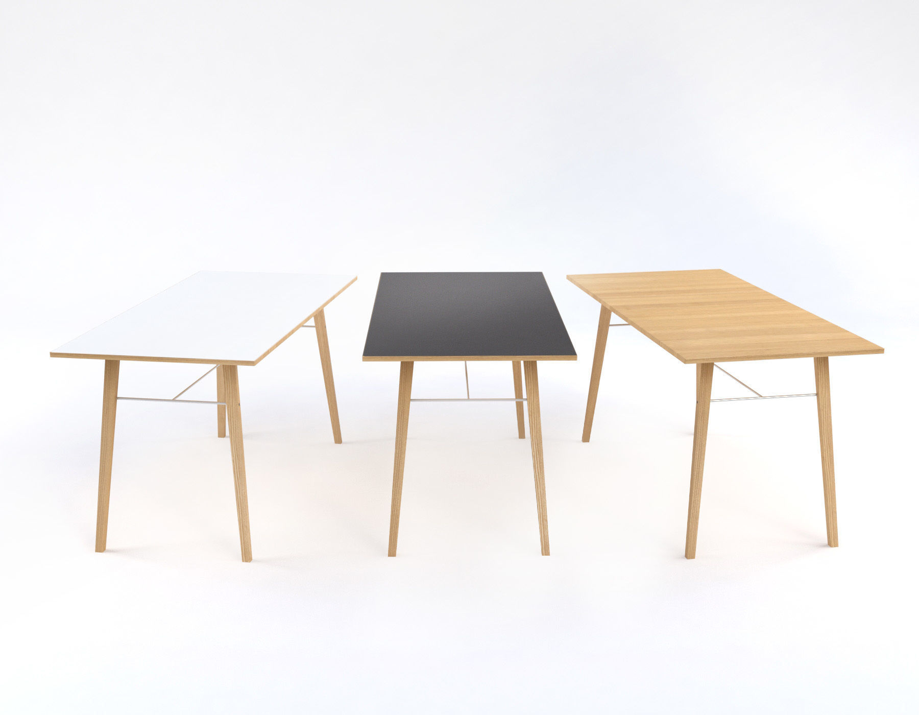 Tables and chairs set Boston style Low-poly 3D model_8