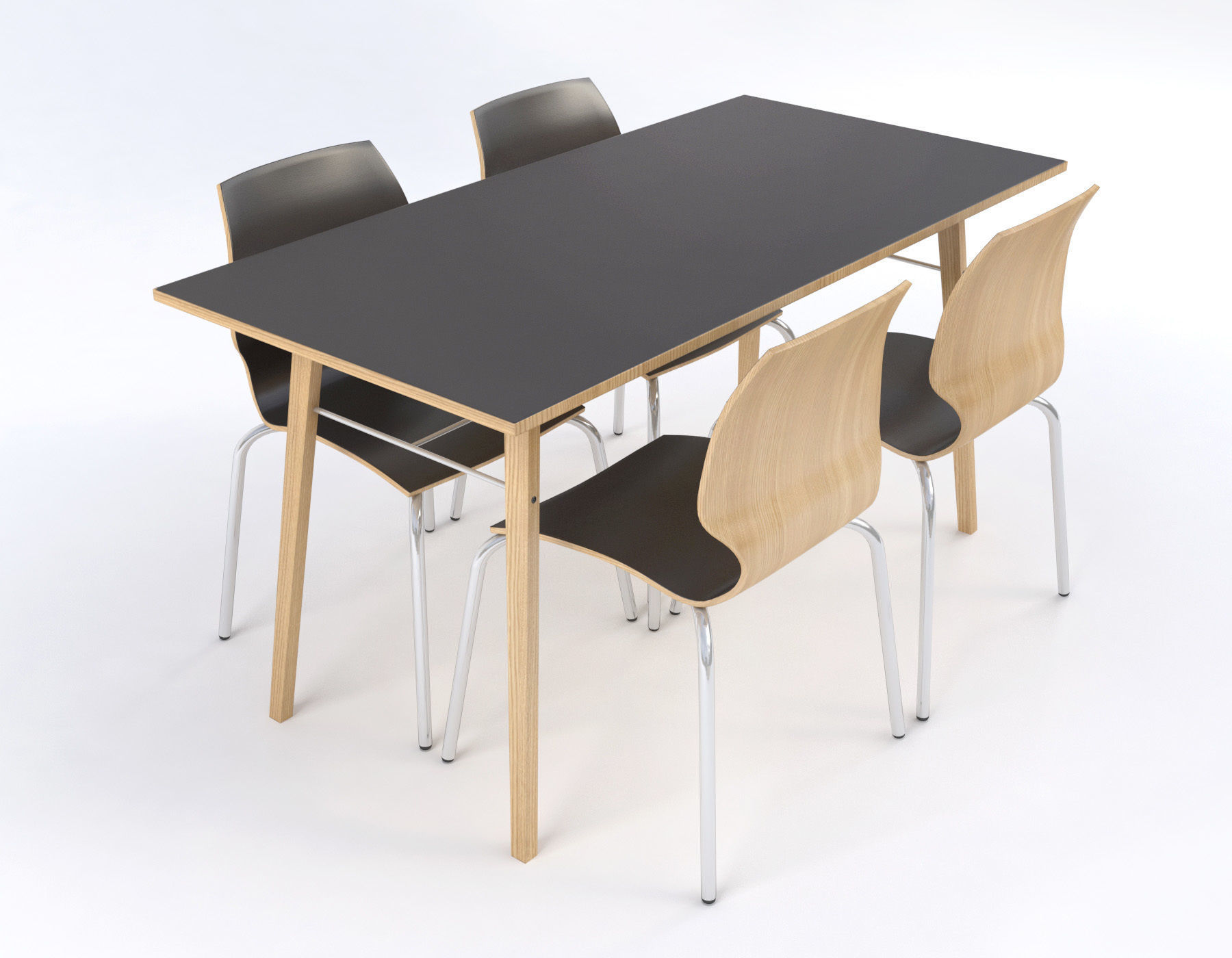 Tables and chairs set Boston style Low-poly 3D model_2