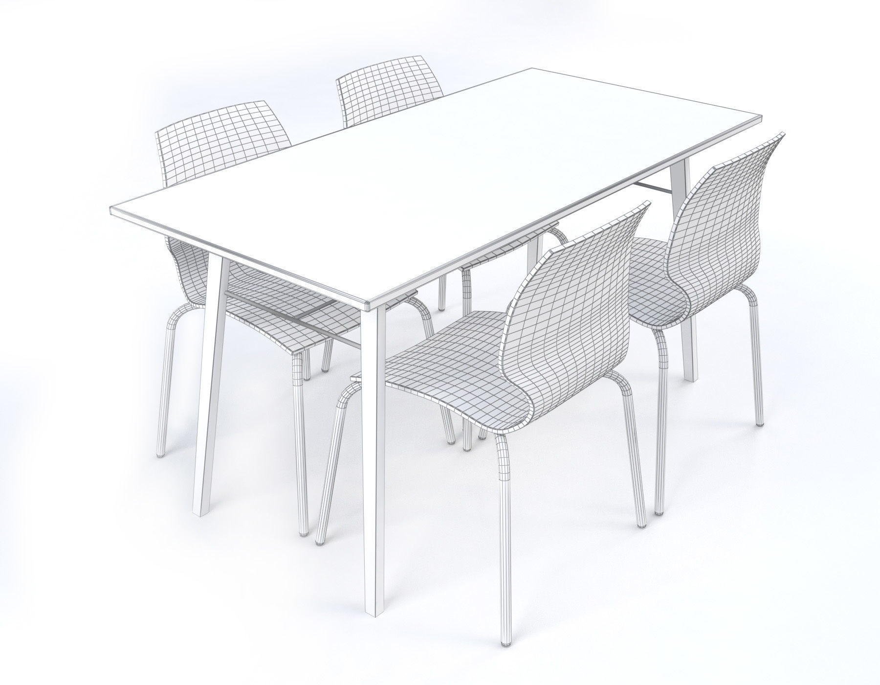 Tables and chairs set Boston style Low-poly 3D model_4