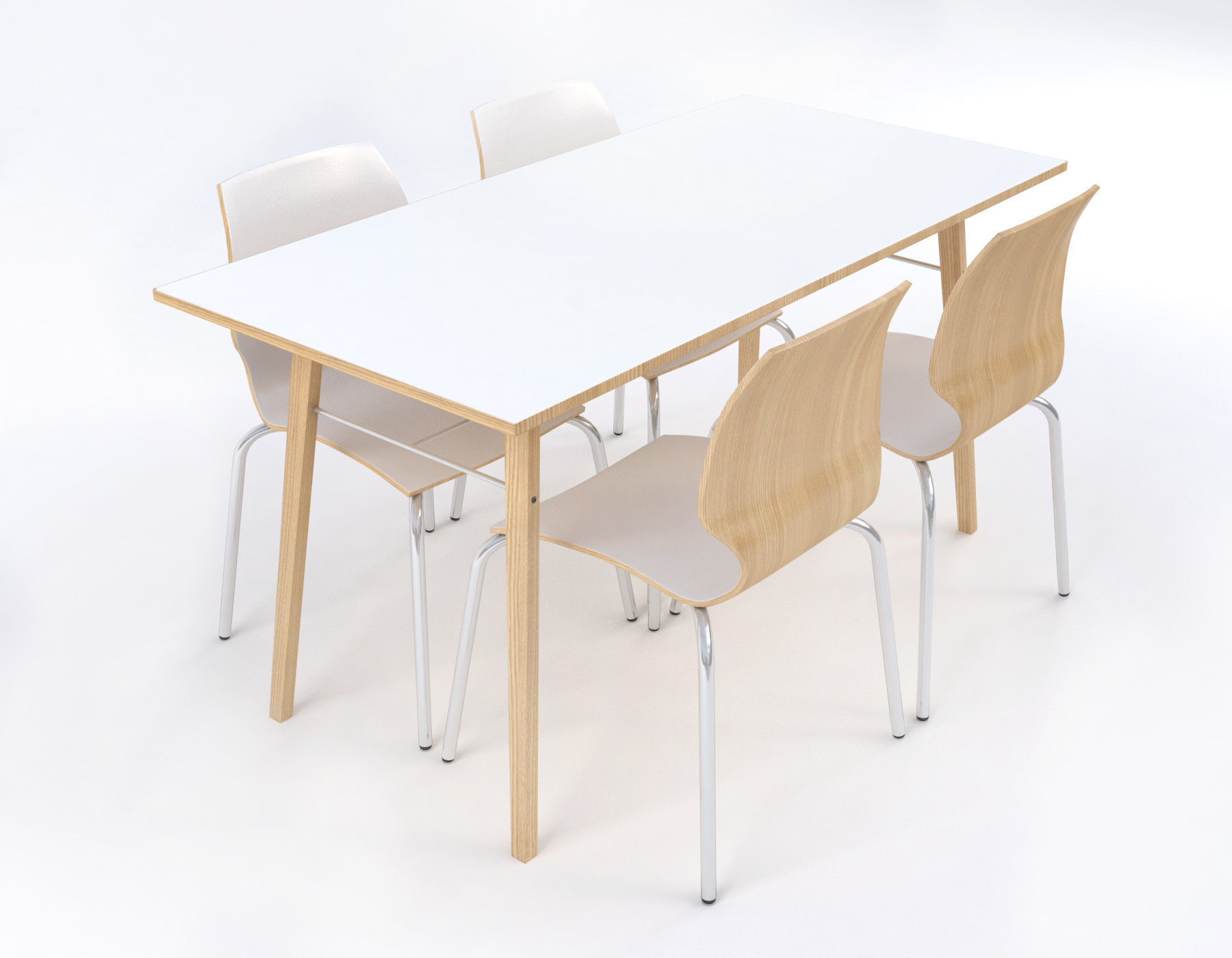 Tables and chairs set Boston style Low-poly 3D model_1