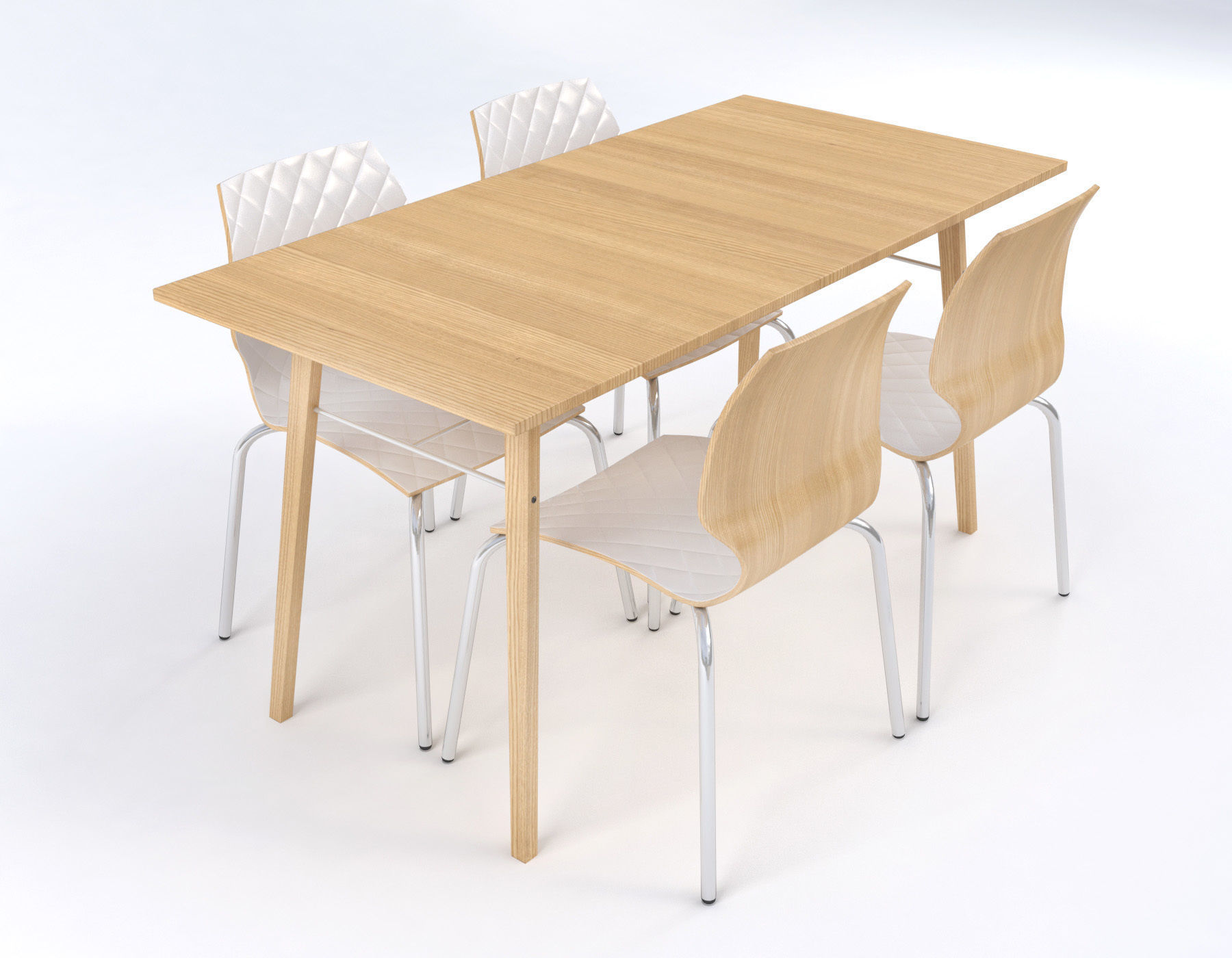 Tables and chairs set Boston style Low-poly 3D model_3
