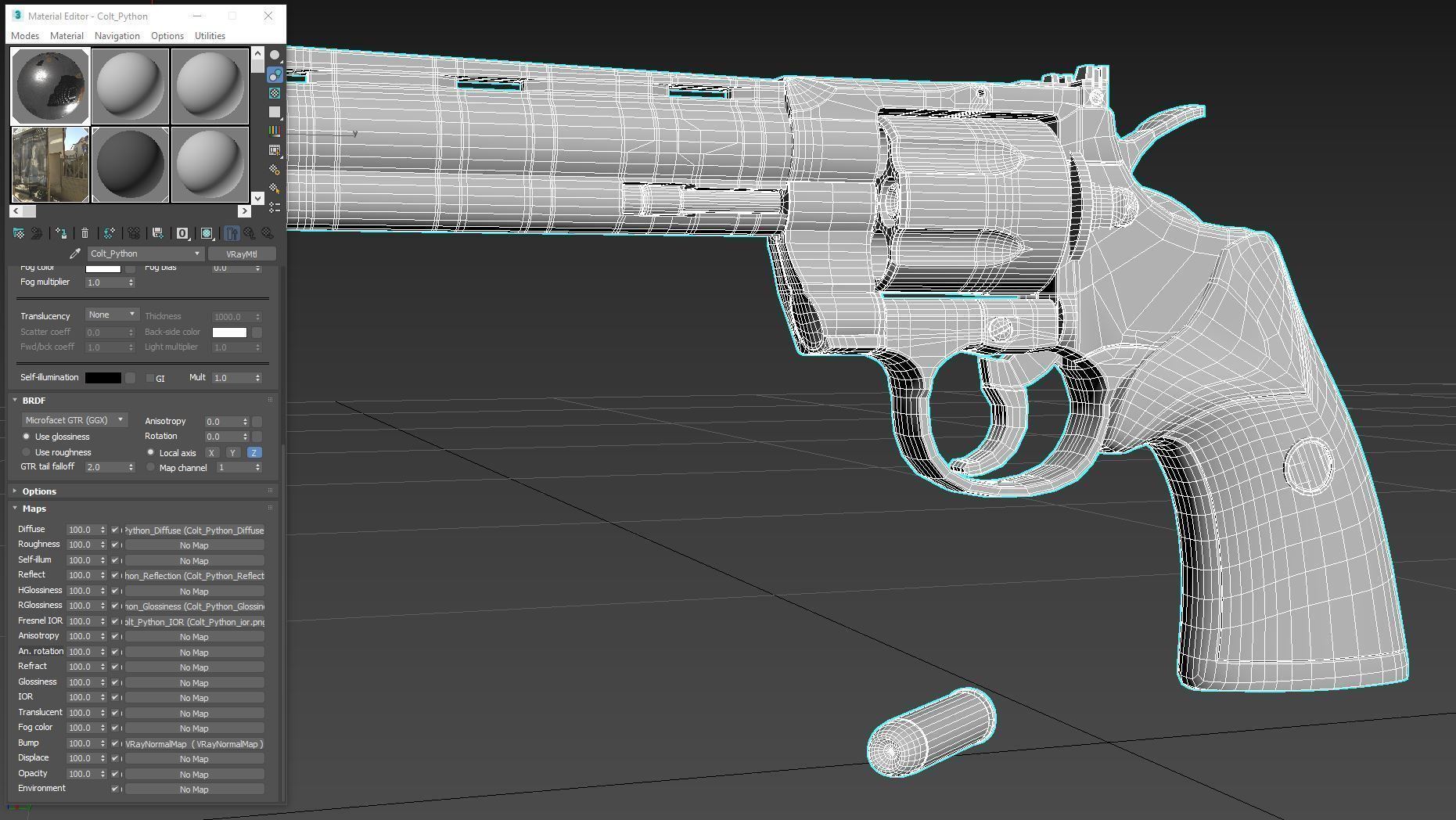 Colt Python 357 - Revolver gun - High poly 3D model_5