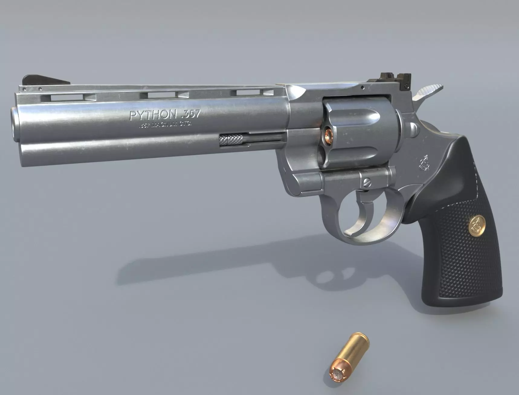 Colt Python 357 - Revolver gun - High poly 3D model_0
