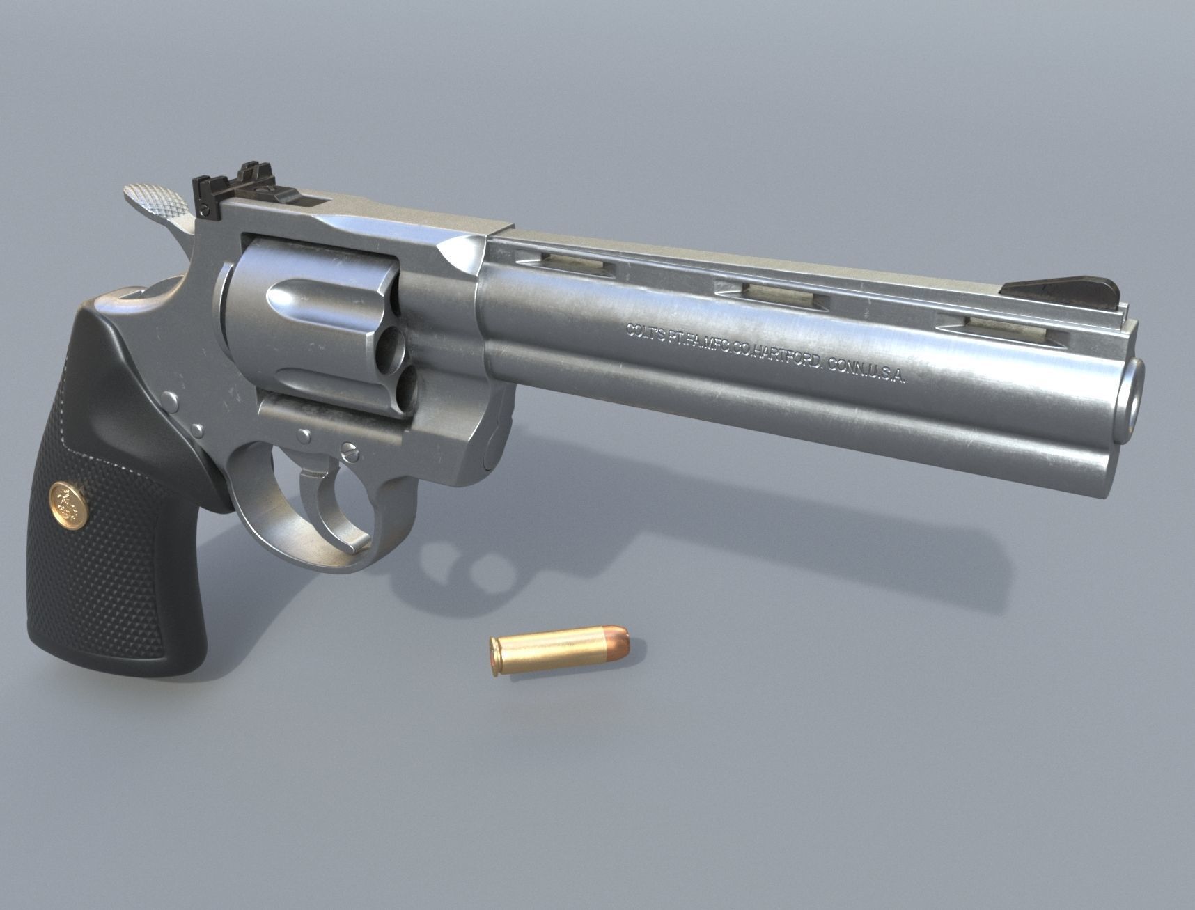 Colt Python 357 - Revolver gun - High poly 3D model_1