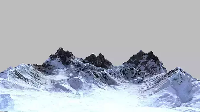 Snow Mountain Terrain Low-poly 3D model