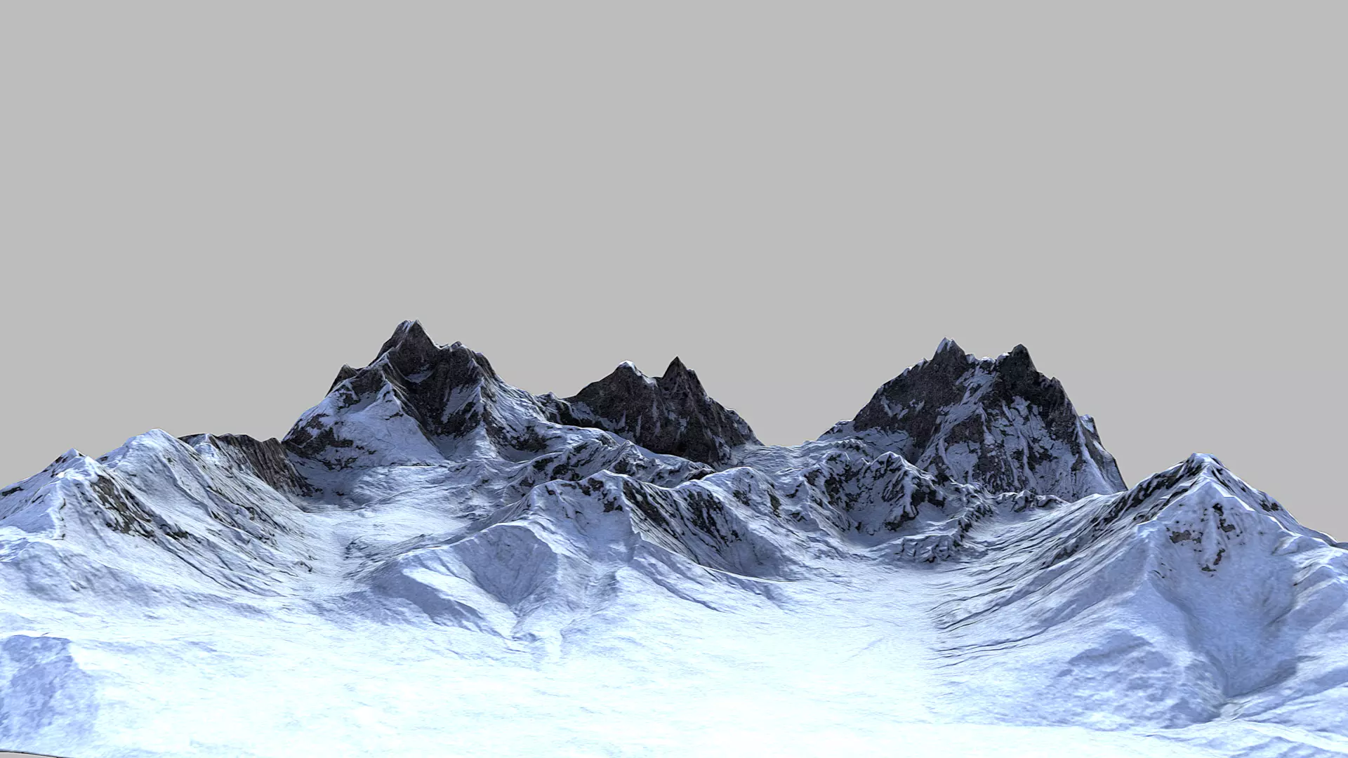 Snow Mountain Terrain Low-poly 3D model_0