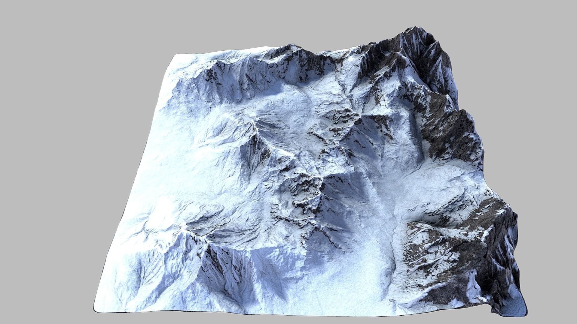 Snow Mountain Terrain Low-poly 3D model_7