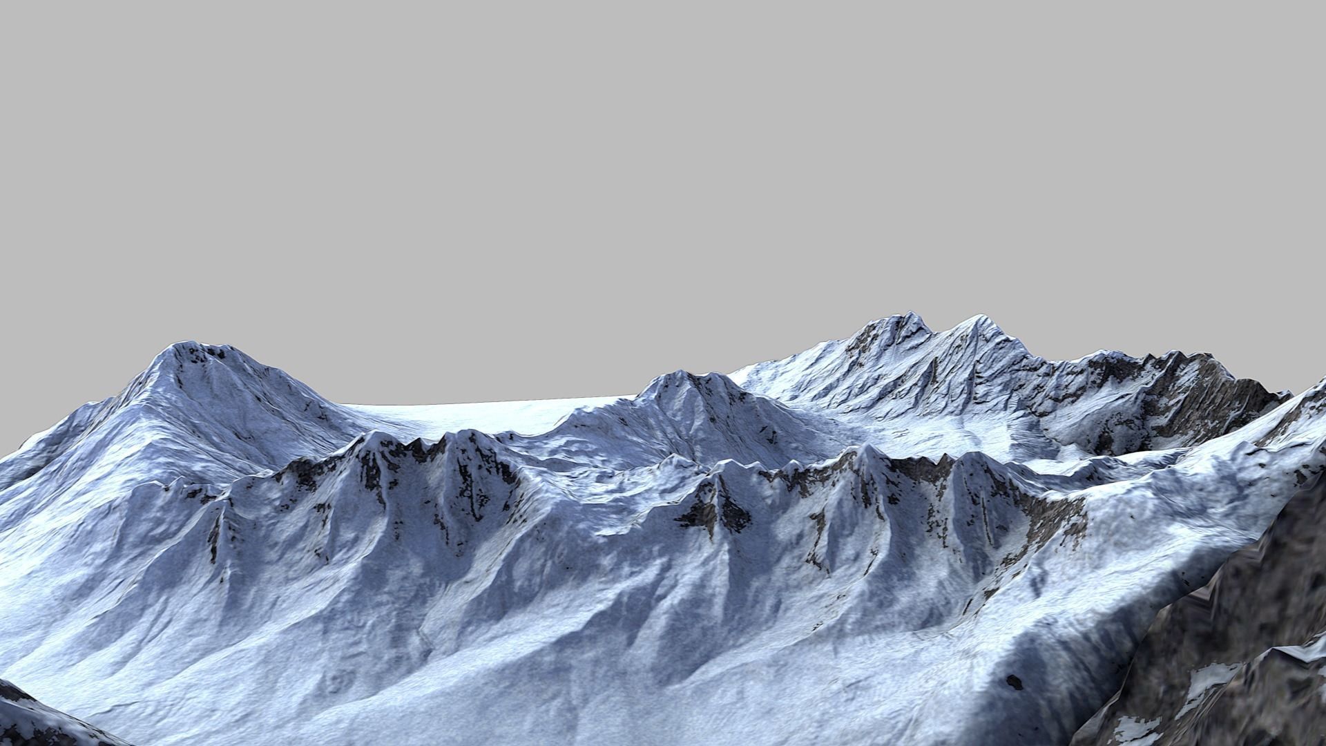 Snow Mountain Terrain Low-poly 3D model_3
