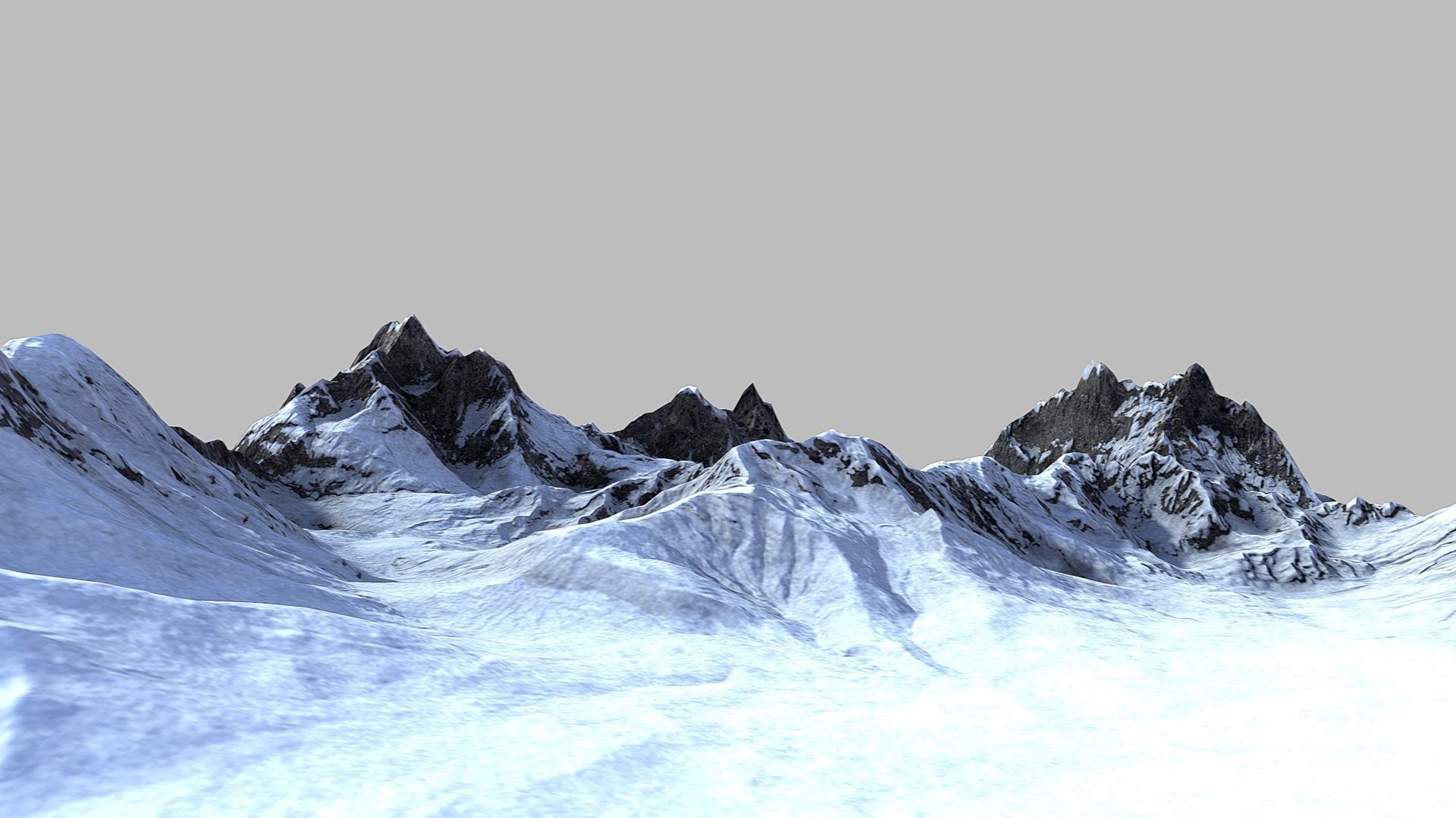 Snow Mountain Terrain Low-poly 3D model_5