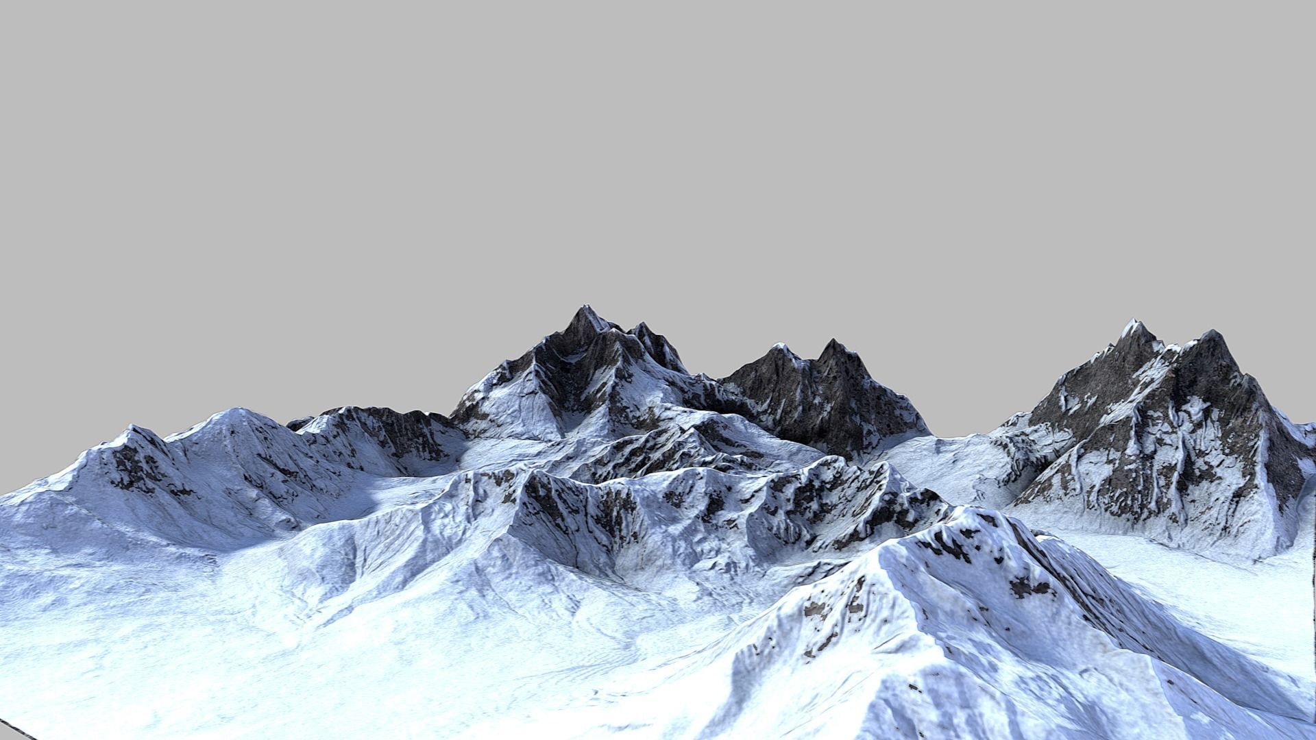 Snow Mountain Terrain Low-poly 3D model_1