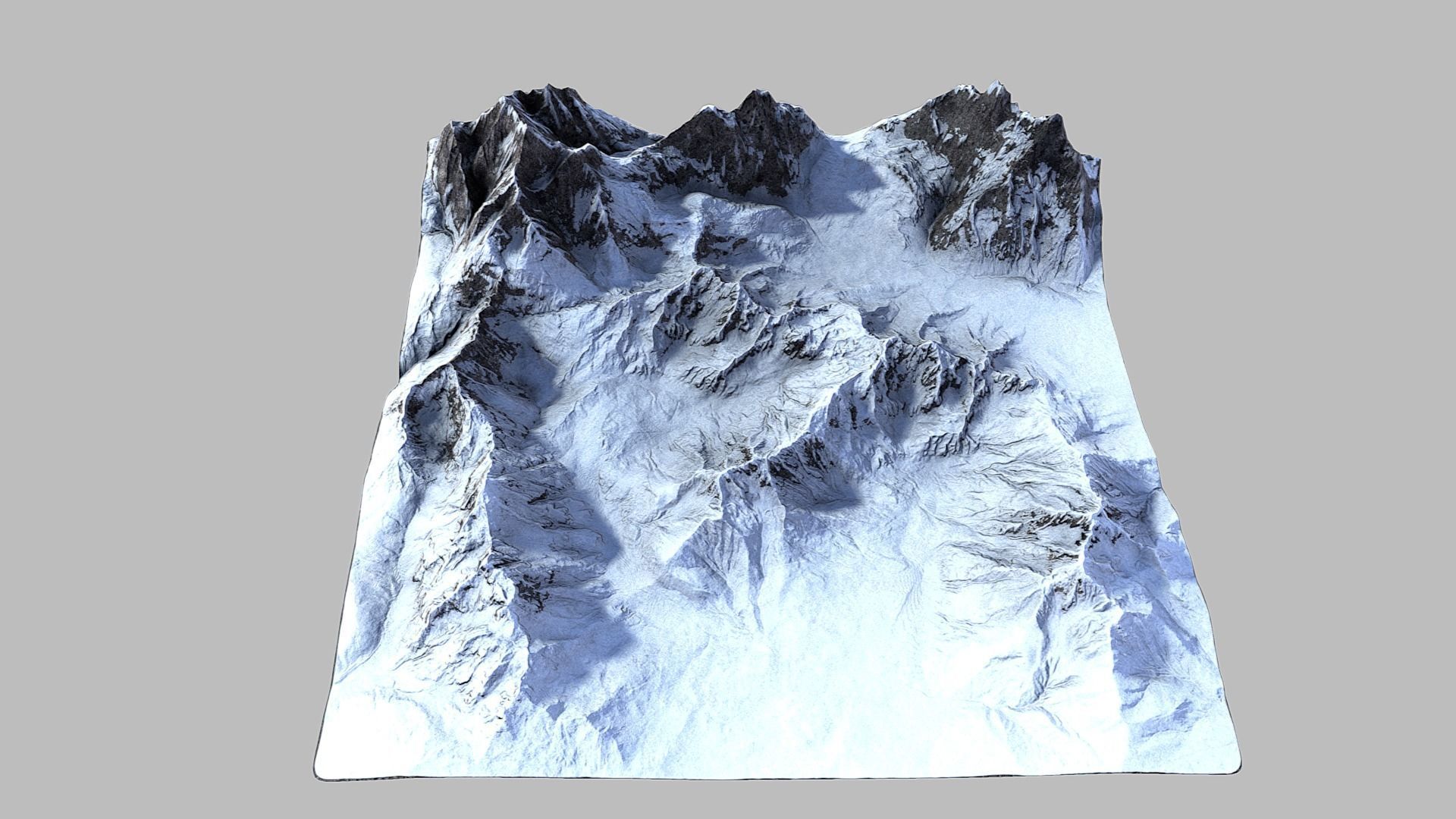 Snow Mountain Terrain Low-poly 3D model_6