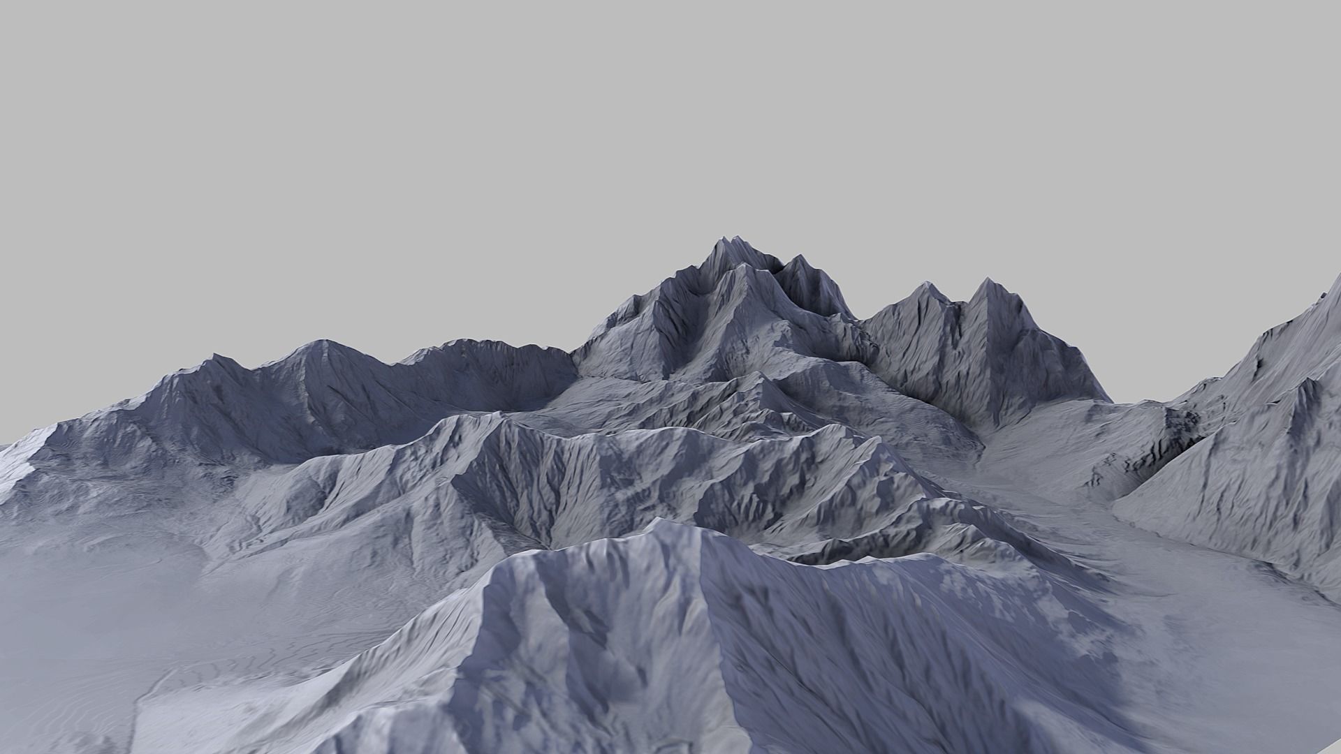 Snow Mountain Terrain Low-poly 3D model_9